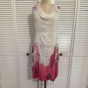 Elegant White, Pink and Gray Sleeveless Dress